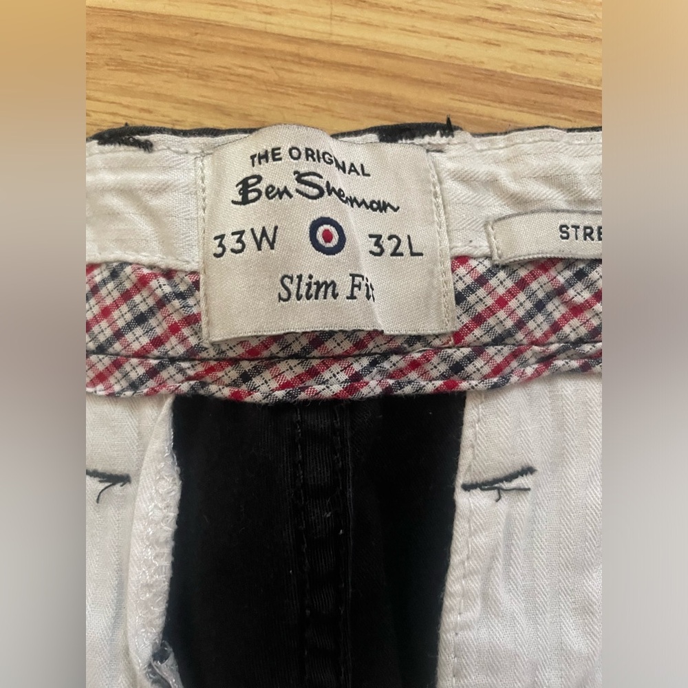 BEN SHERMAN - black chino pants.  Sz 33x33